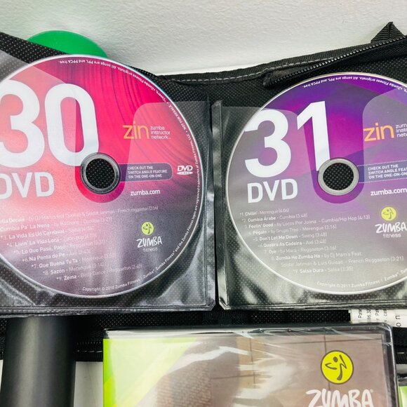 Lot of 14 ZUMBA Fitness CD/DVD Discs ZIN Instructor Network Music 1 lb Weights - Picture 7 of 9
